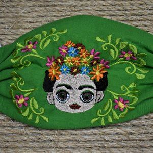 Frida Face Mask in Green-Artesania Mexicana